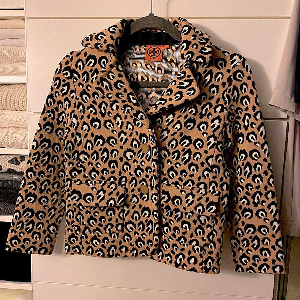 Tory Burch Leopard Sweater Blazer